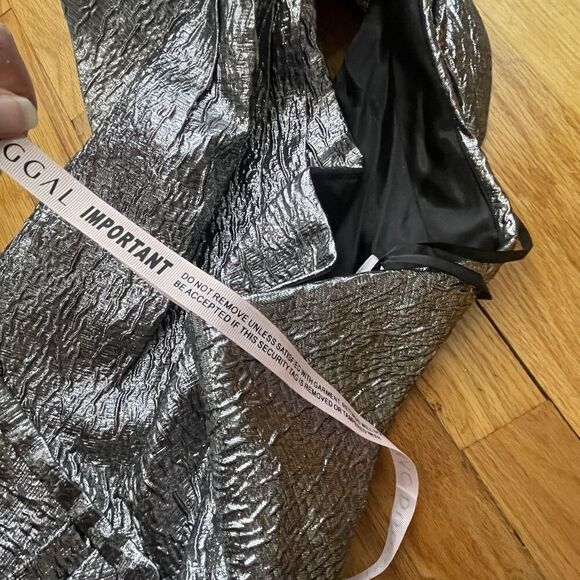 MAC DUGGAL One Shoulder Bow Midi Dress Size 2 Silver NEW Party Formal Wedding - Picture 8 of 14